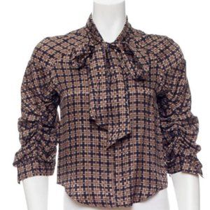 See by Chloe Silk Plaid Top with Pussy Bow